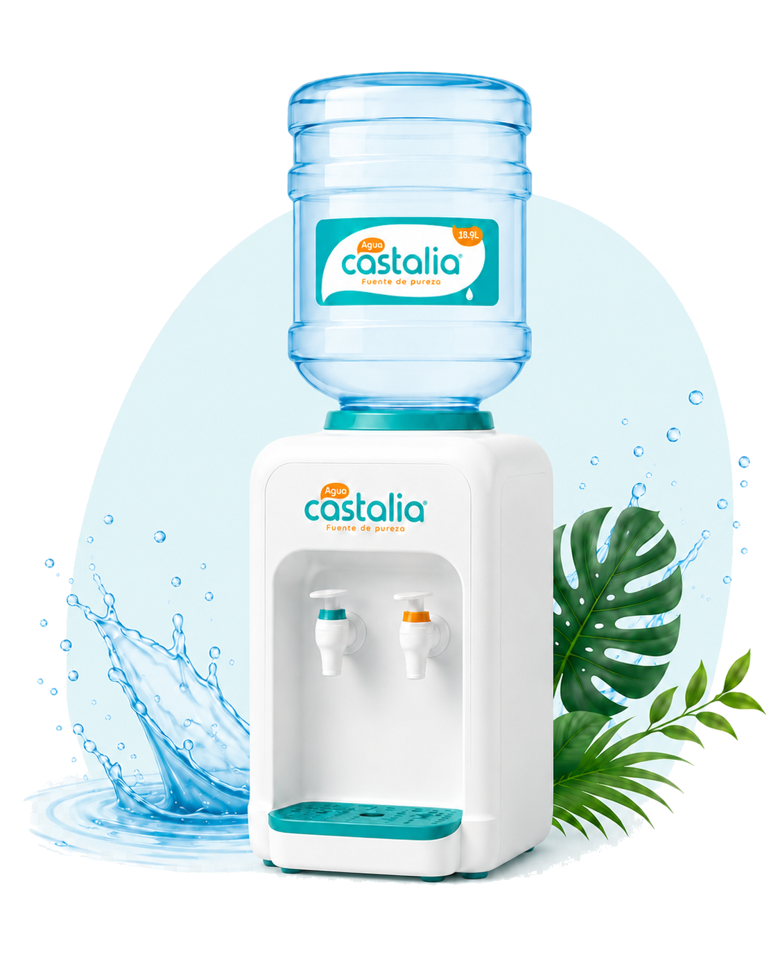 Botellón y botellas de agua purificada Agua Castalia